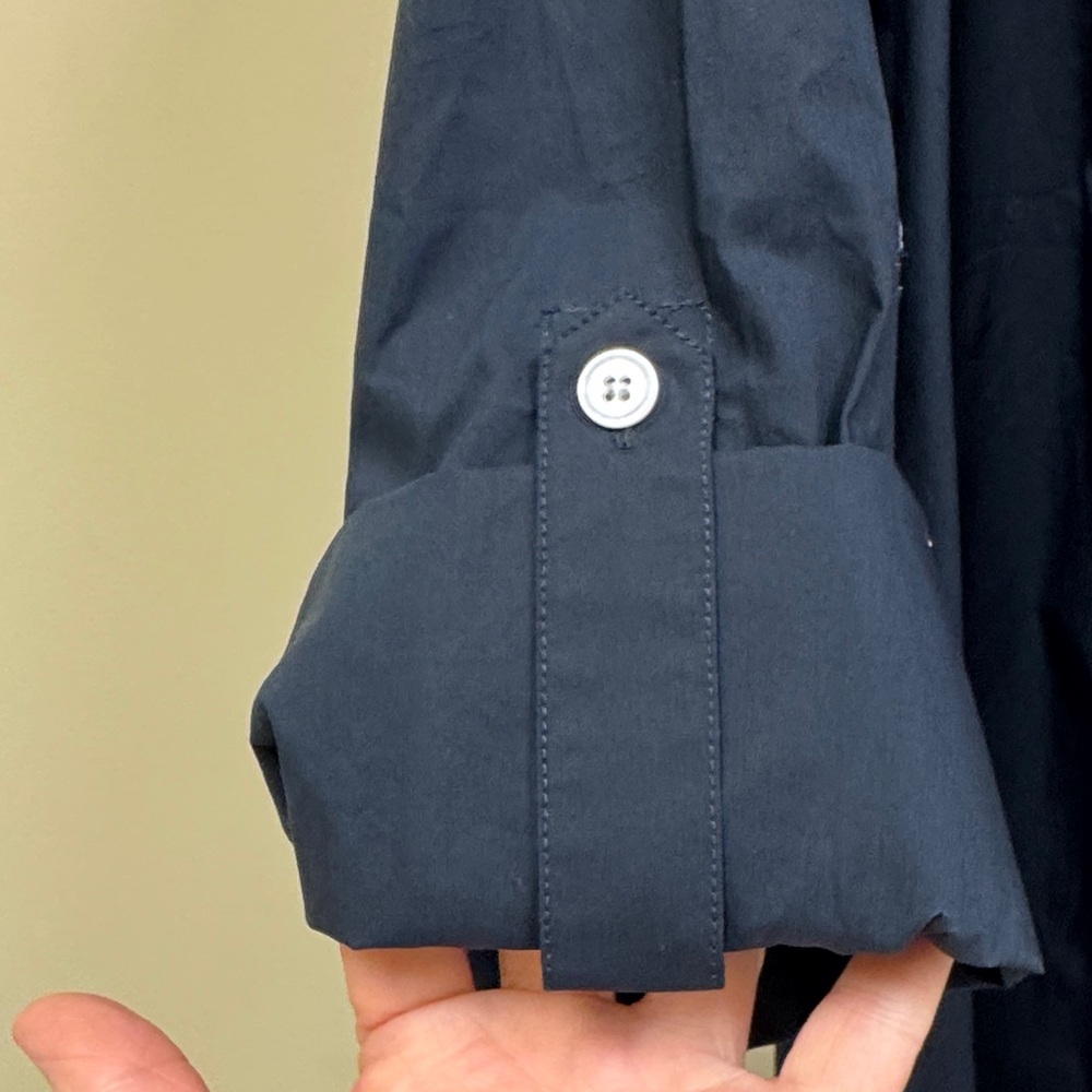 Talbots Navy Ruffled Button-Down Blouse - image 3